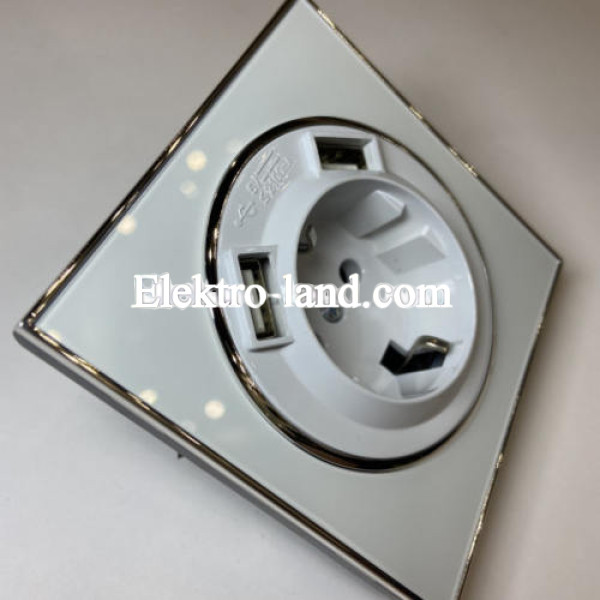 Розетка одинарная с  заземлением и USB RIGHT HAUSEN Laura белая
